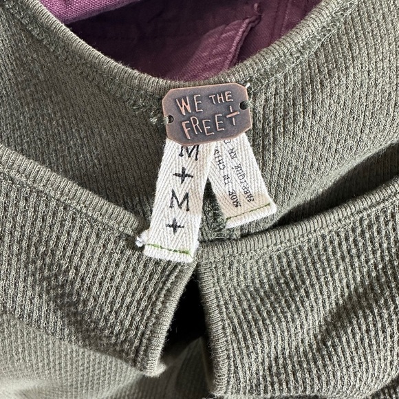 We the Free Green Mod Stripe Waffle Henley Top - Picture 9 of 10